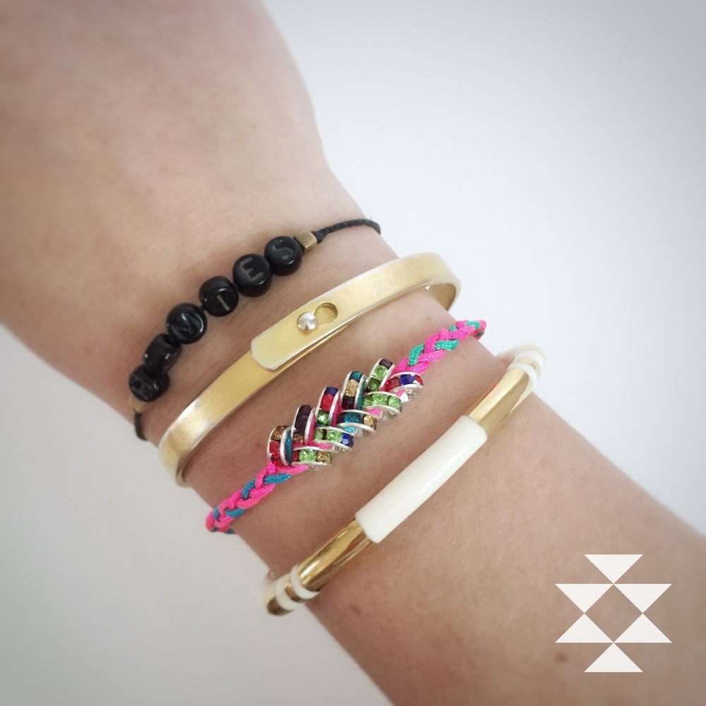 Neon Pink and Blue Woven Yarn Friendship Bracelet